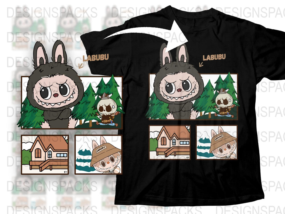 Cute Forest Animal T-Shirt, Whimsical Cartoon Rabbit Graphic Tee, Unisex Kids and Adult Sizes