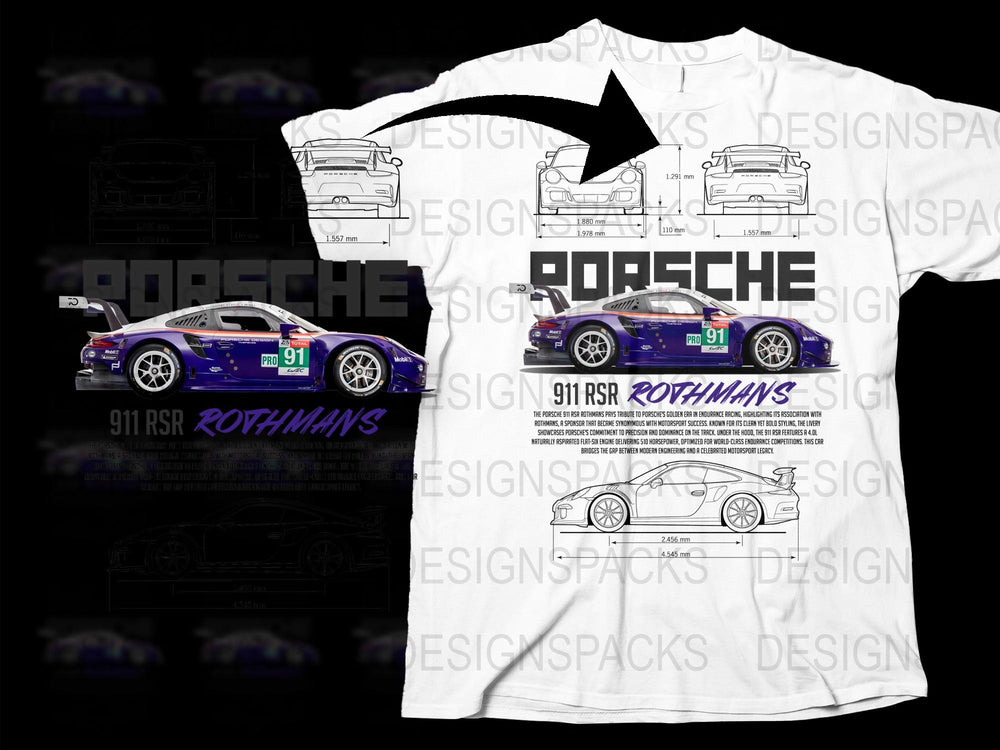 Porsche 911 RSR Rothmans Racing Car T-Shirt, Motorsport Graphic Tee, Vintage Inspired, Auto Enthusiast Gift, Collector Apparel