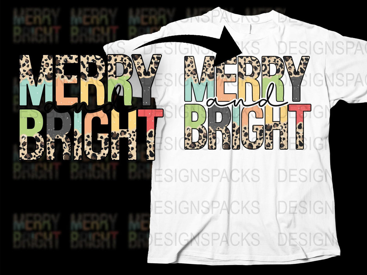 Merry Merry Bright Colorful Christmas T-Shirt, Festive Holiday Graphic Tee, Unisex Winter Apparel