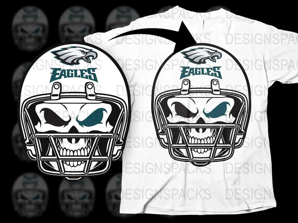 Philadelphia Eagles Themed T-Shirt, Graphic Football Helmet Design, Sports Team Apparel