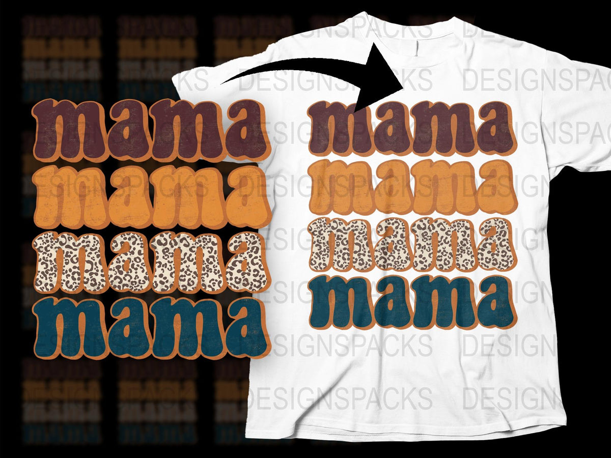 Mama Leopard Print T-Shirt Design, Retro Mama Graphic Tee, Gift for Mom, Mother's Day Outfit
