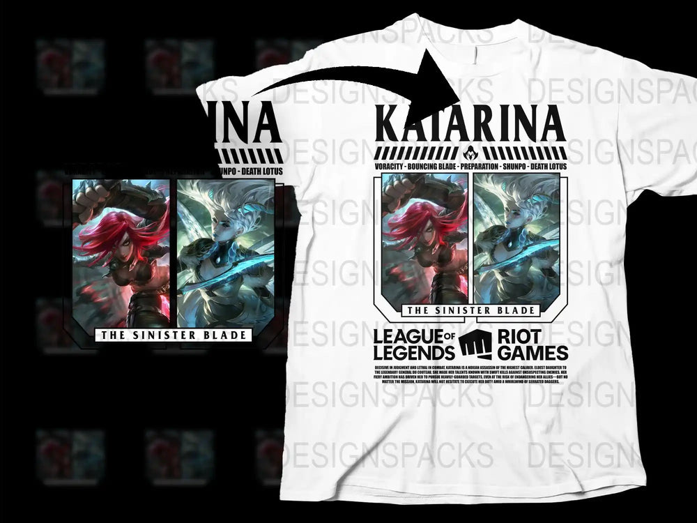 League of Legends Katarina T-Shirt, Sinister Blade Graphic Tee, Gaming Apparel, Riot Games Merchandise