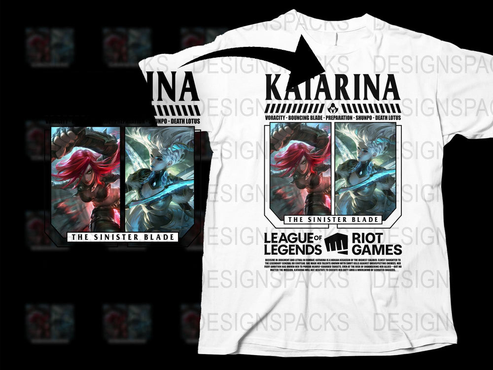 League of Legends Katarina T-Shirt, Sinister Blade Graphic Tee, Gaming Apparel, Riot Games Merchandise