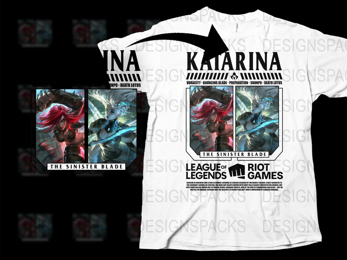 League of Legends Katarina T-Shirt, Sinister Blade Graphic Tee, Gaming Apparel, Riot Games Merchandise