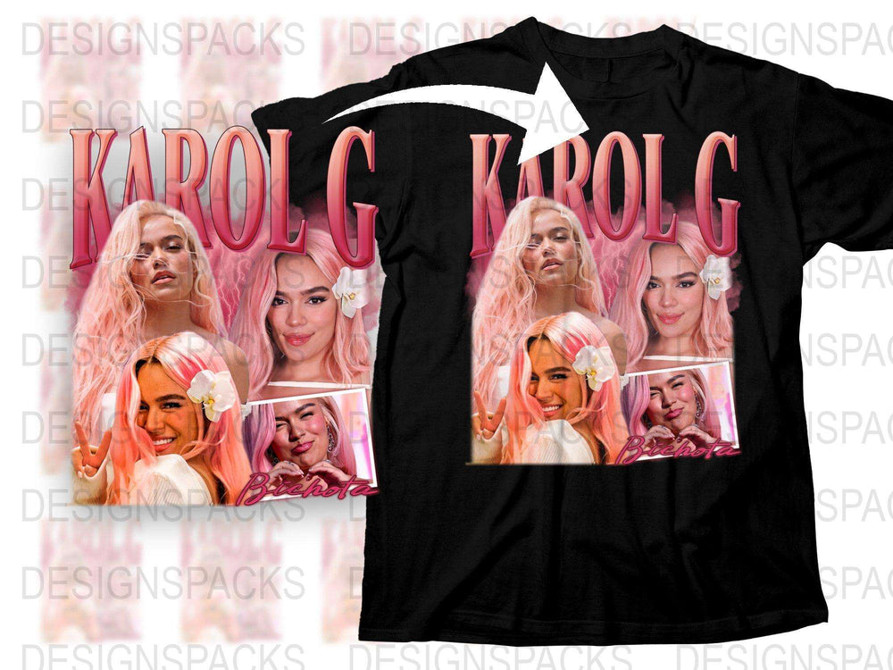 Karol G Inspired Graphic T-Shirt, Pink Pop Star Print, Casual Fashion Tee, Music Fan Merchandise
