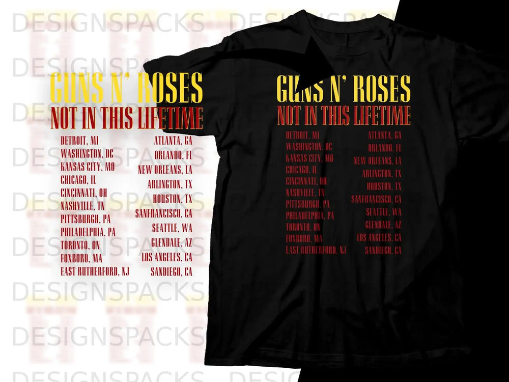 Guns N' Roses Not in This Lifetime tour dates listed across two concert posters.