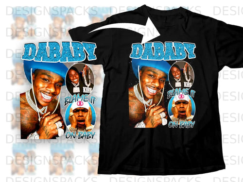 Black t-shirt with DaBaby graphic and 