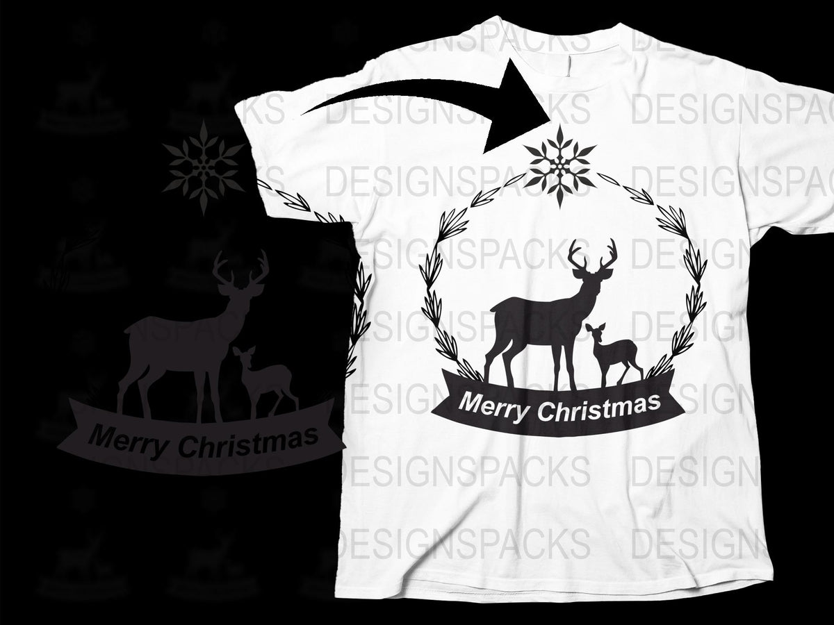 Merry Christmas T-Shirt, Holiday Deer Graphic Tee, Festive Family Matching Shirts, Winter Apparel