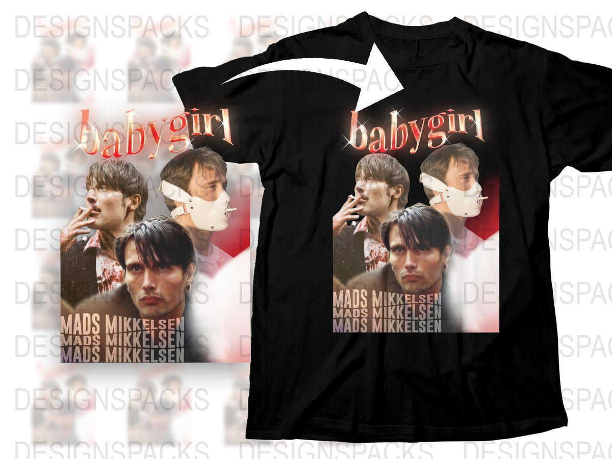 Mads Mikkelsen Fan T-Shirt, Babygirl Graphic Tee, Celebrity Portrait Shirt, Unique Actor Gift, Fashion Top