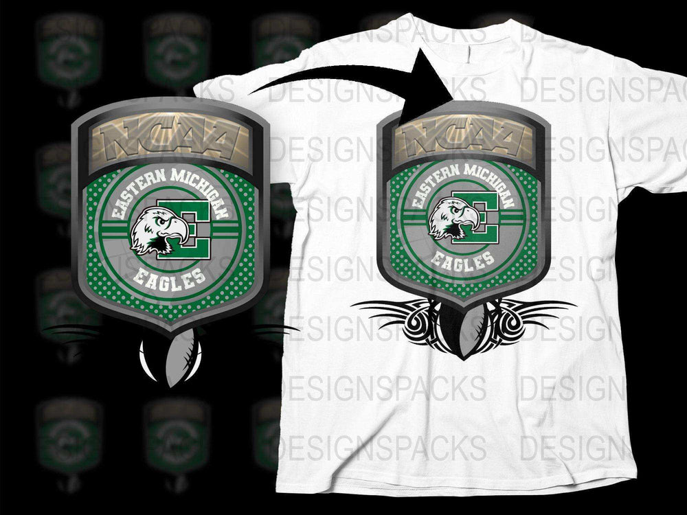 Eastern Michigan Eagles NCAA Logo T-Shirt, College Sports Team Graphic Tee, Unisex White Crewneck Shirt