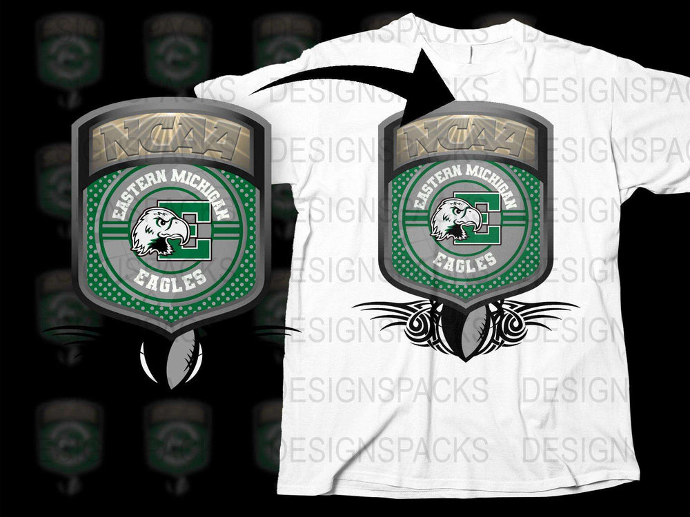 Eastern Michigan Eagles NCAA Logo T-Shirt, College Sports Team Graphic Tee, Unisex White Crewneck Shirt