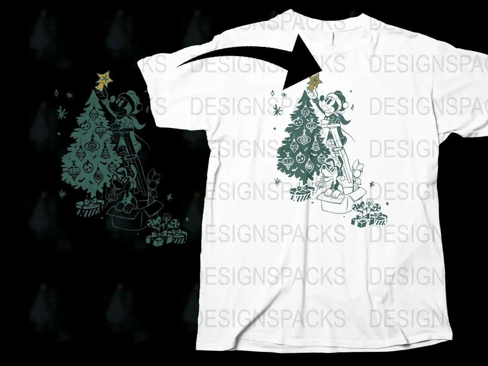 Festive Christmas Tree Graphic T-Shirt, Winter Holiday Tee, Unique Snowflake Design, Unisex_WHITE