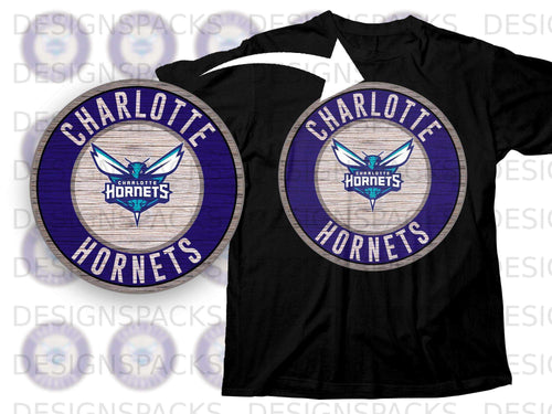 Charlotte Hornets Circle Logo Design T-shirt