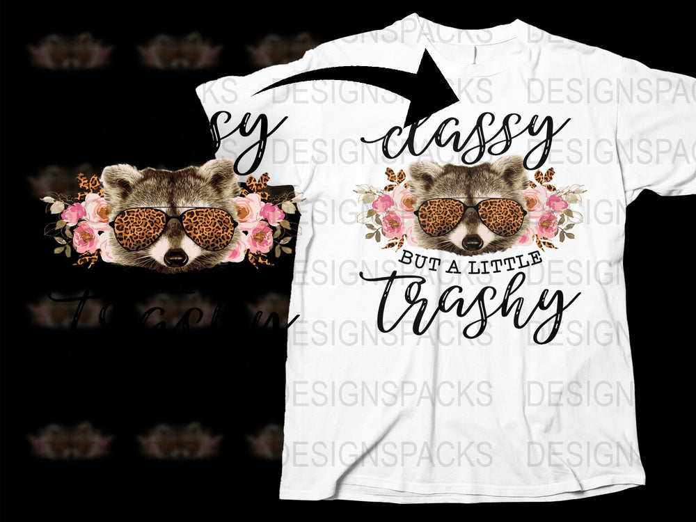Classy But A Little Trashy Raccoon T-Shirt, Funny Graphic Tee, Floral Sunglasses Design, Unisex Fashion Shirt