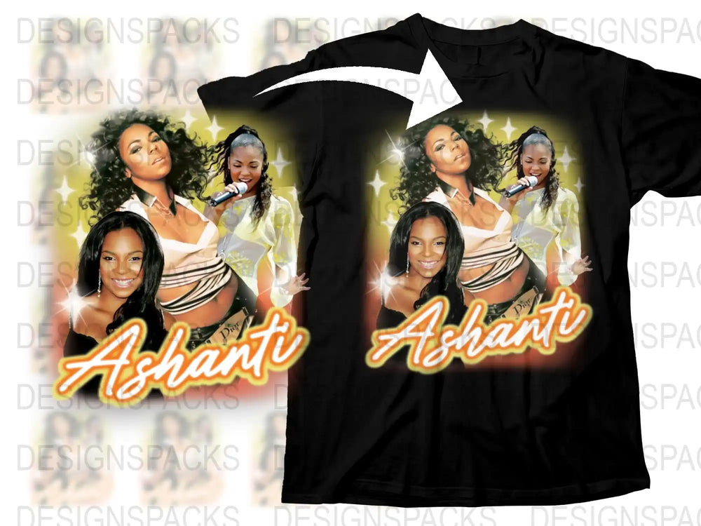 Vintage Ashanti Graphic T-Shirt, 2000s RandB Pop Music Tee, Retro Female Artist Shirt, Collectible Music Memorabilia, Fashionable Unisex Top