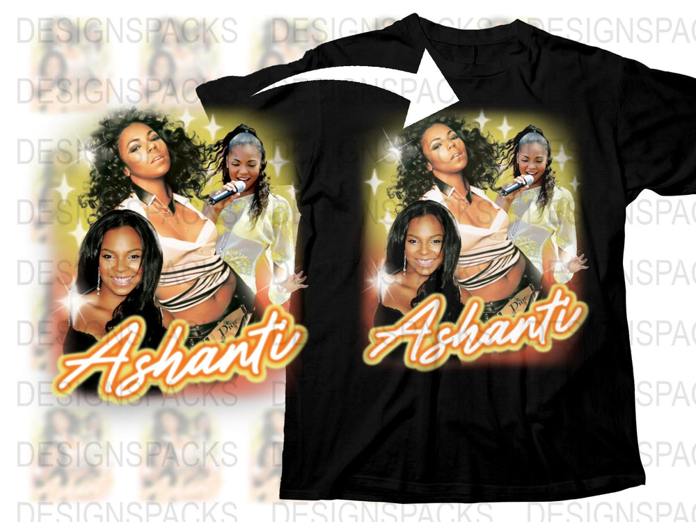 Vintage Ashanti Graphic T-Shirt, 2000s RandB Pop Music Tee, Retro Female Artist Shirt, Collectible Music Memorabilia, Fashionable Unisex Top