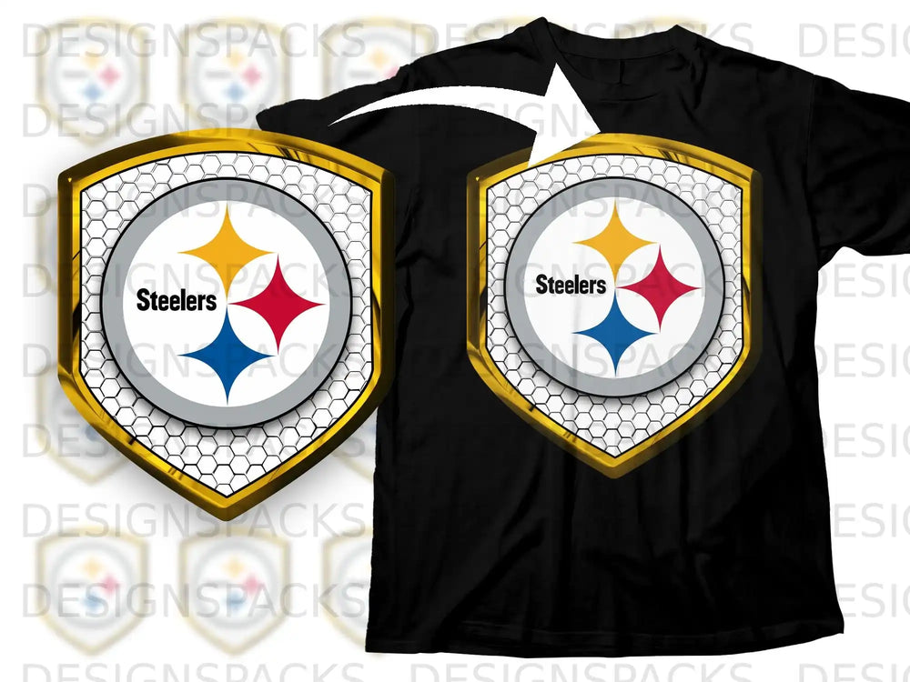 Steel-Themed Honeycomb Shield Design T-Shirt