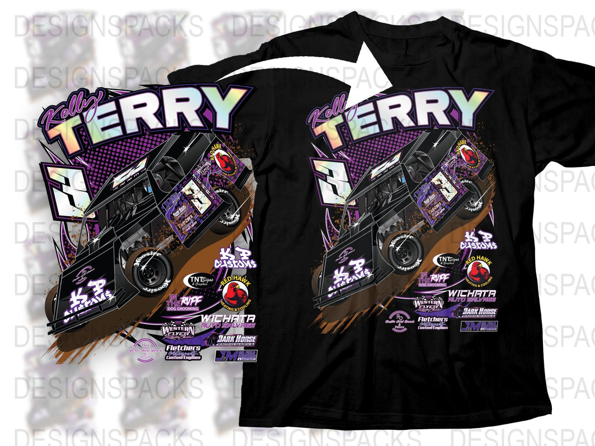 Custom Terry Racing T-Shirt, Black Graphic Tee, Motorsport Car Design, Men's Fashion, Sports Fan Gift
