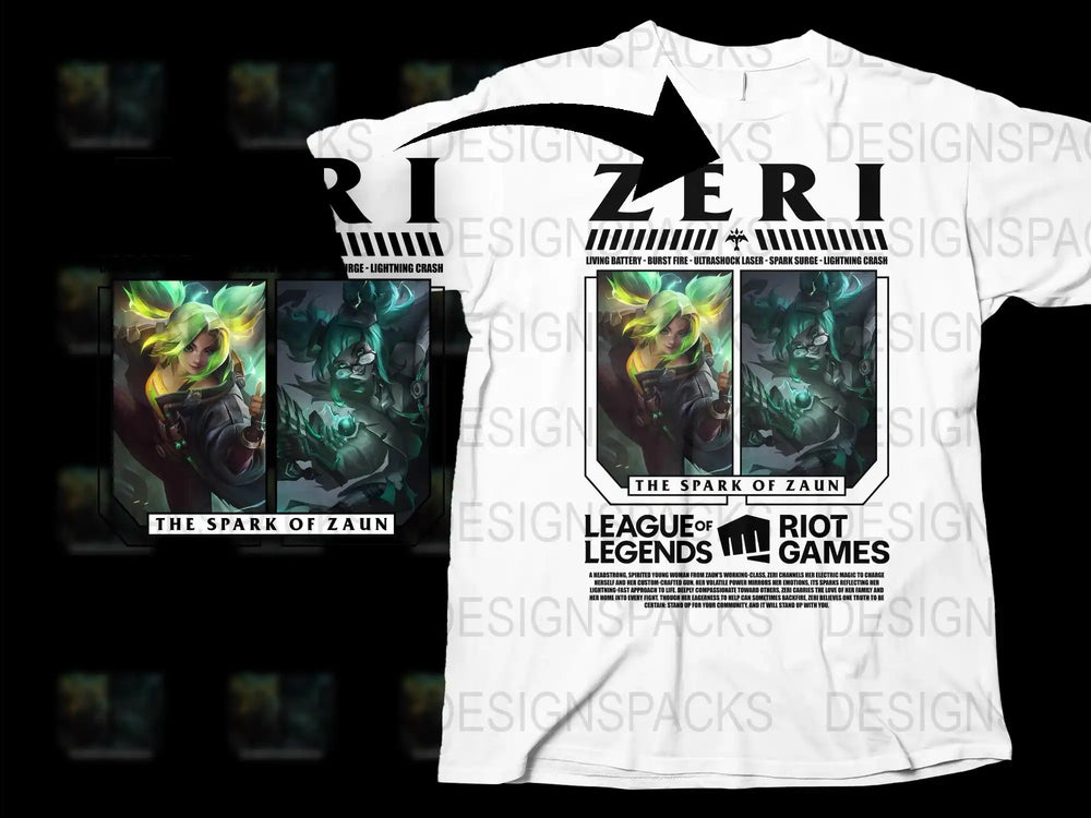 League of Legends Jinx T-Shirt, Spark of Zaun Graphic Tee, Gamer Clothing, Unisex White Shirt