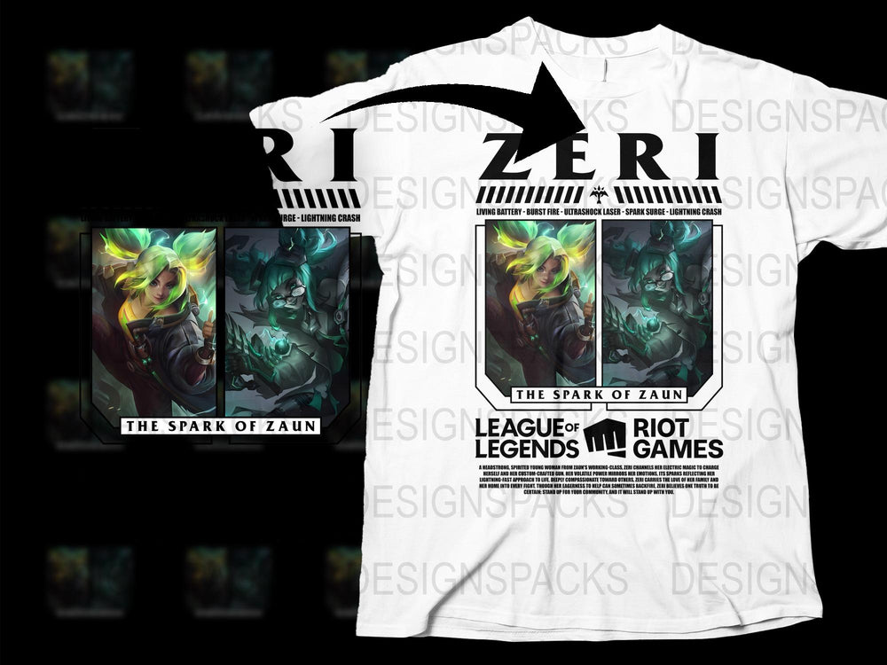 League of Legends Jinx T-Shirt, Spark of Zaun Graphic Tee, Gamer Clothing, Unisex White Shirt
