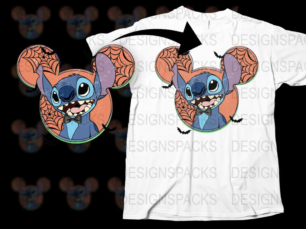 Cute Bat Stitch Cartoon Graphic T-Shirt, Fun Character Tee for All Ages, Casual Comfortable Fashion Shirt
