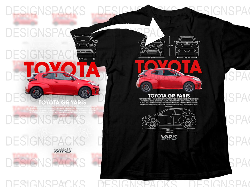 Toyota Yaris T-Shirt, Automotive Enthusiast Tee, Red Car Design, Unique Auto Shirt Gift