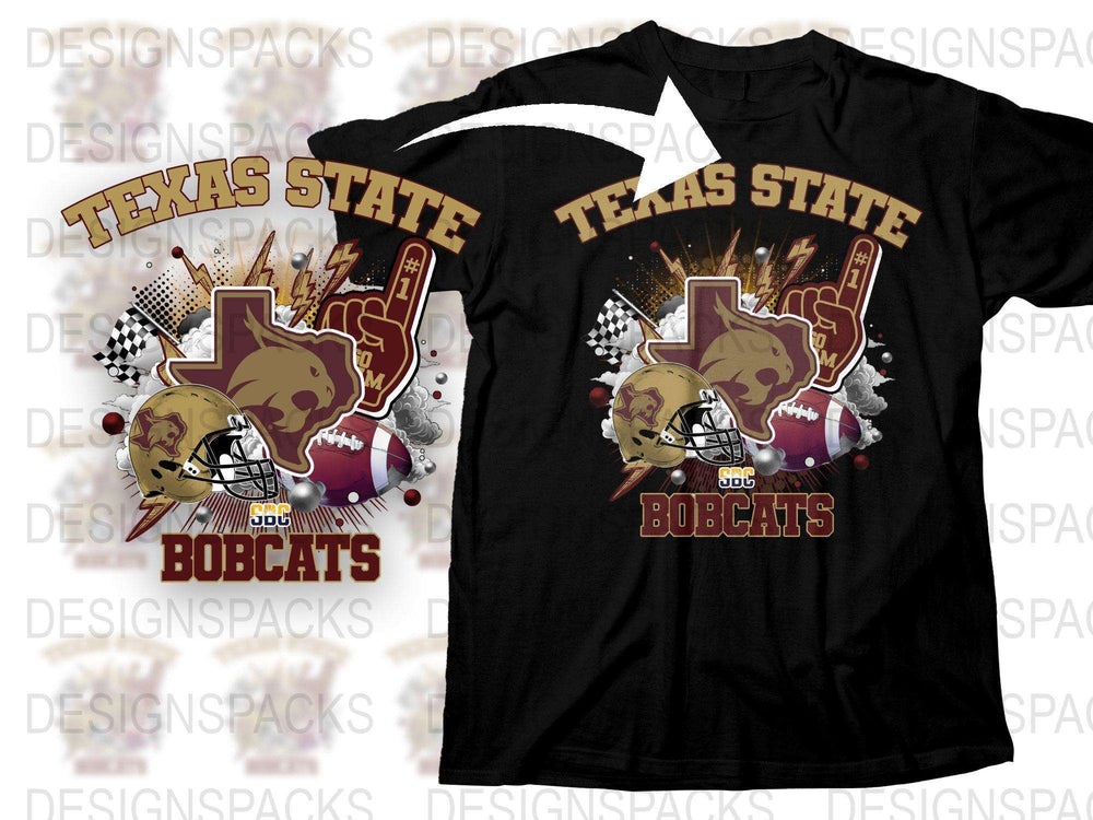 Texas State Bobcats T-Shirt, Vintage College Football Graphic Tee, Fan Apparel