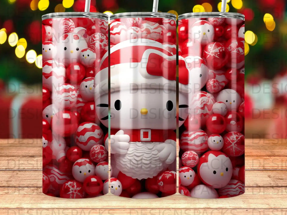 Bonito vaso navideño de gatito de Papá Noel, diseño de envoltura digital