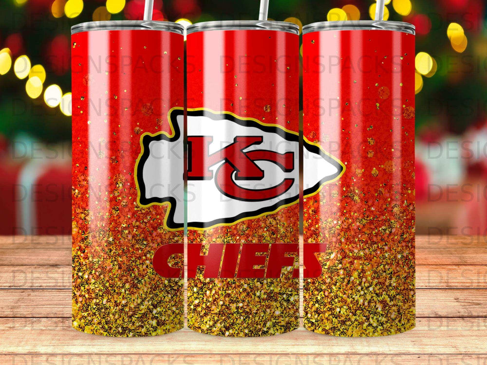 Kansas City Chiefs Red Gold Glitter Tumbler product type