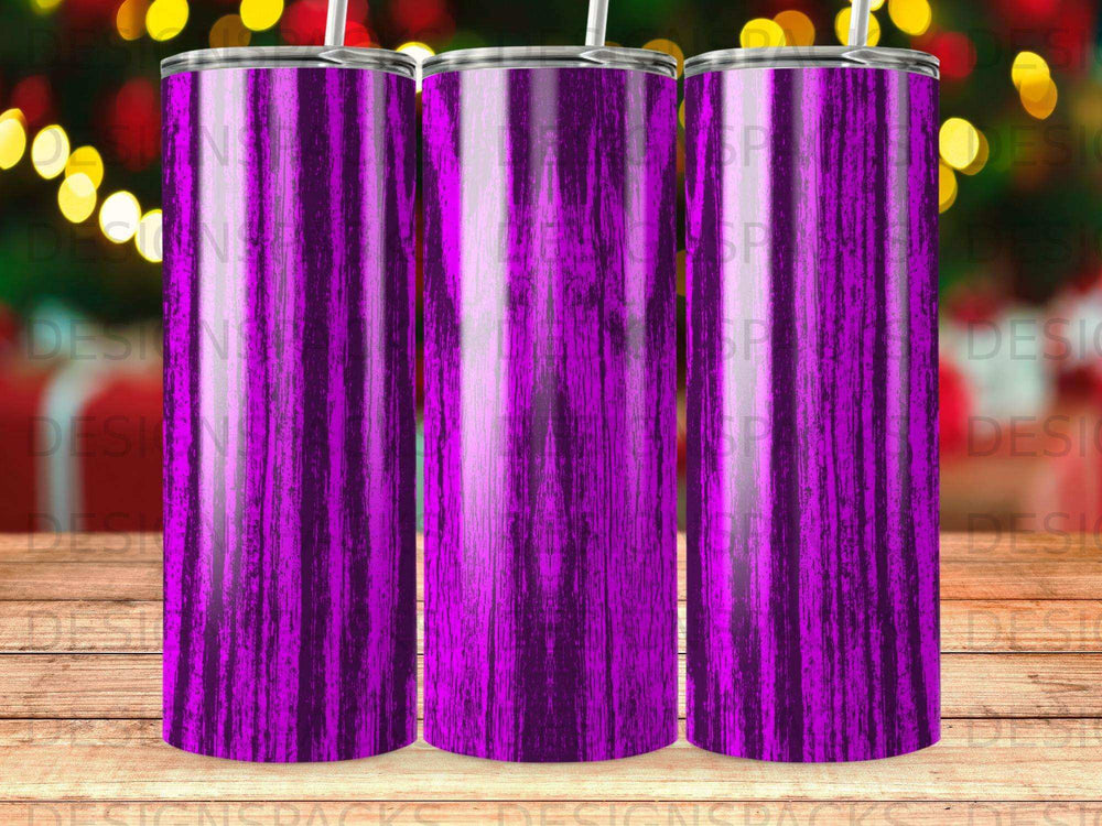 Purple wood grain textured tumbler with watermarks.