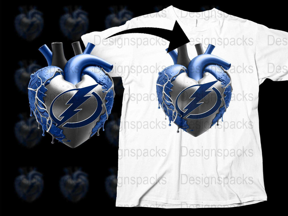 Unique Cybernetic Heart T-Shirt, Futuristic Blue and Silver Design, Unisex Fashion Top