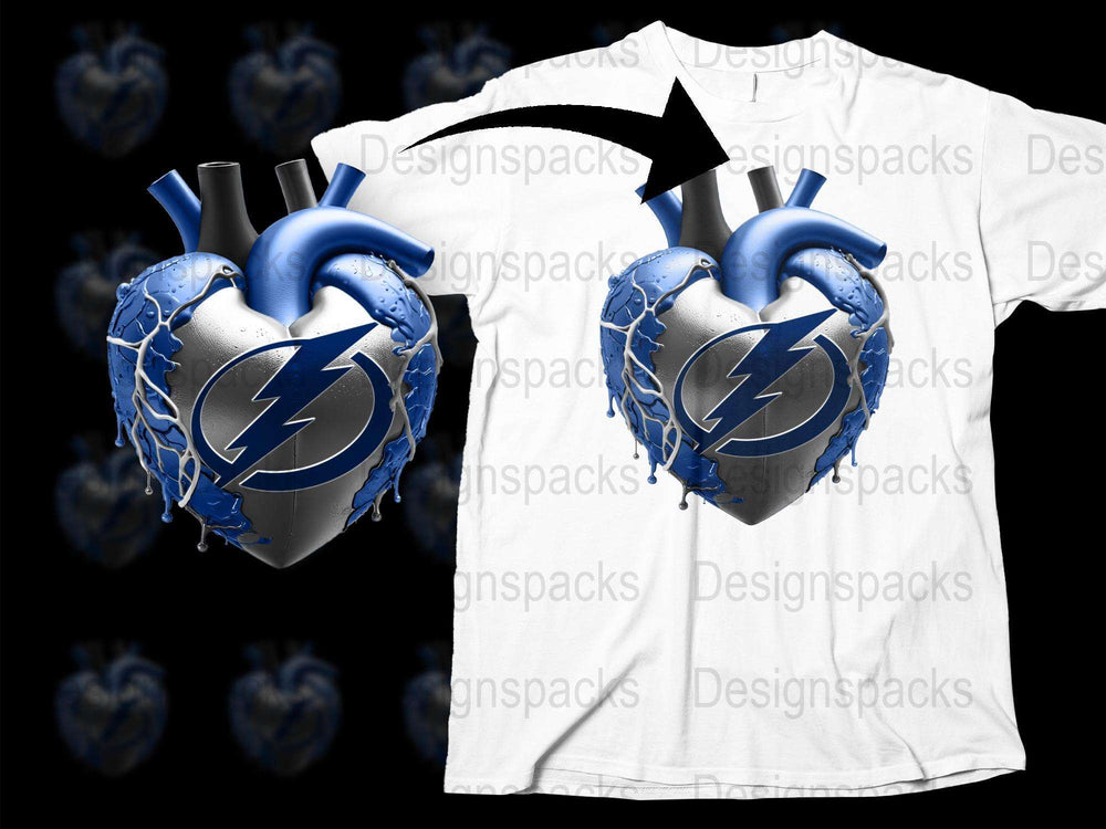 Unique Cybernetic Heart T-Shirt, Futuristic Blue and Silver Design, Unisex Fashion Top