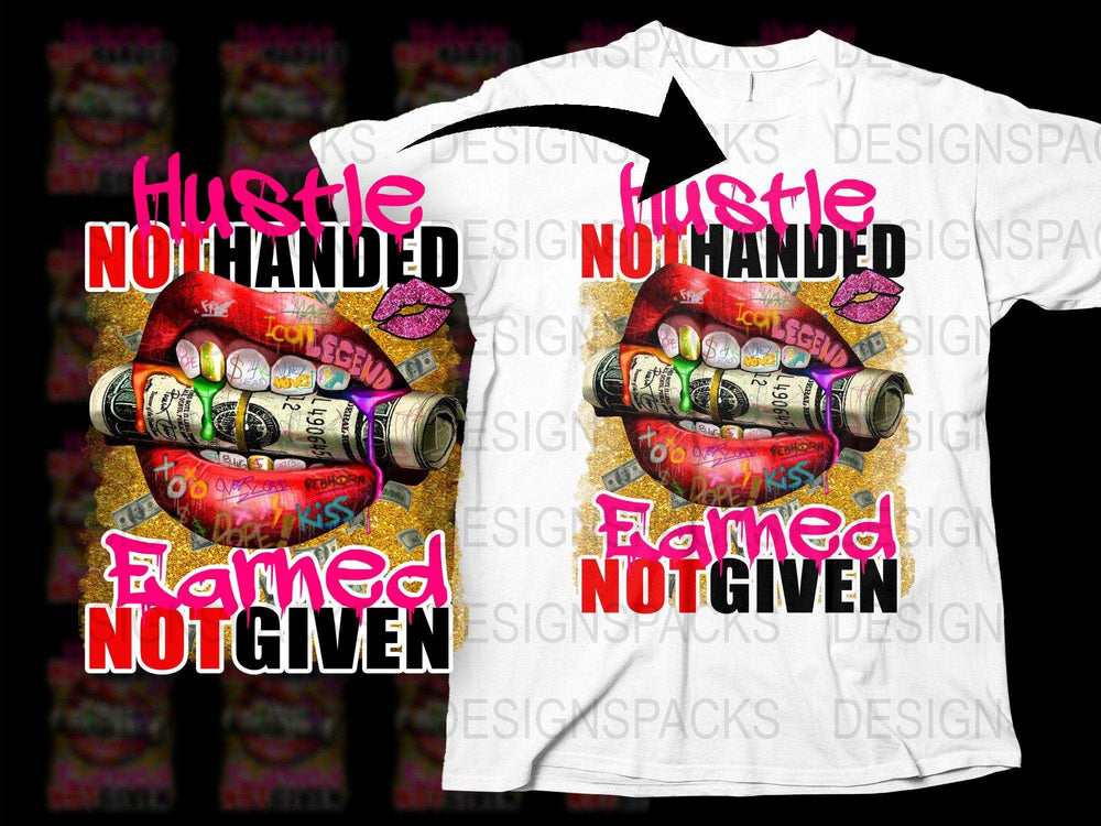 Hustle Motivation T-Shirt, Bold Graphic Tee, Money and Lips Design, Urban Streetwear, Unisex Fashion Shirt