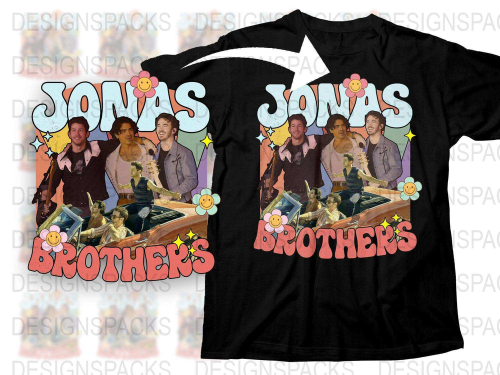 Jonas Brothers Vintage T-Shirt, Retro 90s Band Tee, Unisex Pop Music Fan Apparel, Collectible Concert Merchandise.