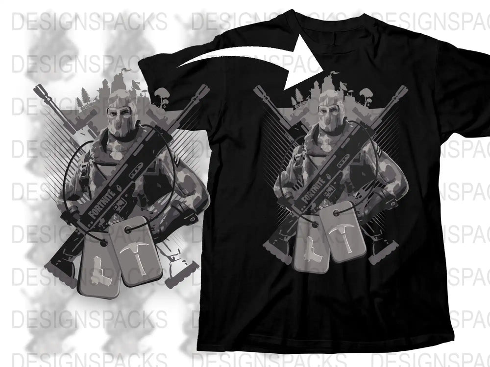 Men's Black Graphic T-Shirt Featuring Cyborg Monkey with Dual Guitars Design
