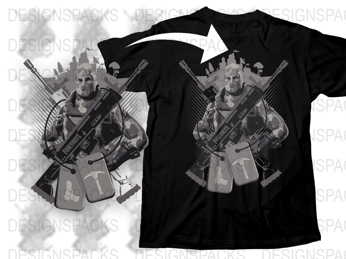 Men's Black Graphic T-Shirt Featuring Cyborg Monkey with Dual Guitars Design