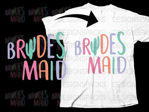 Bridesmaid T-Shirt Colorful Text Design Lightweight Summer Top Wedding Party Gift Idea