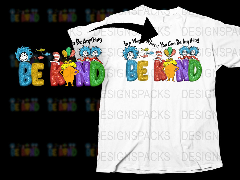 Be Kind Inspirational T-Shirt, Colorful Cartoon Characters, Positive Message, Unisex Graphic Tee