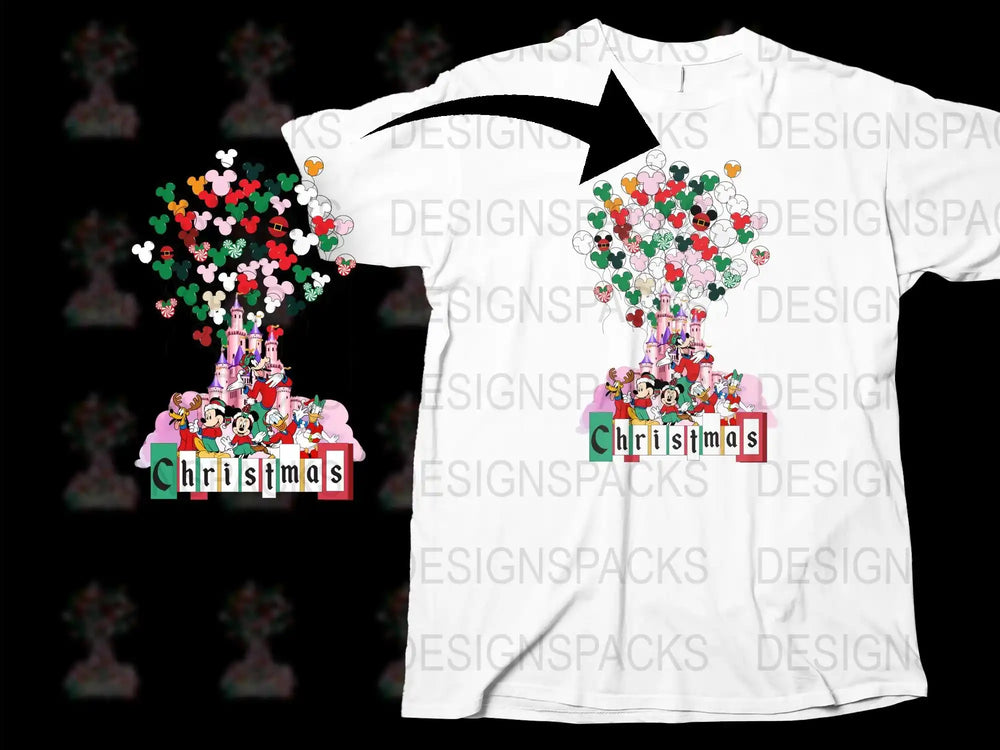 Colorful Christmas Cartoon Characters T-Shirt, Festive Holiday Apparel for All Ages, Unisex Graphic Tee