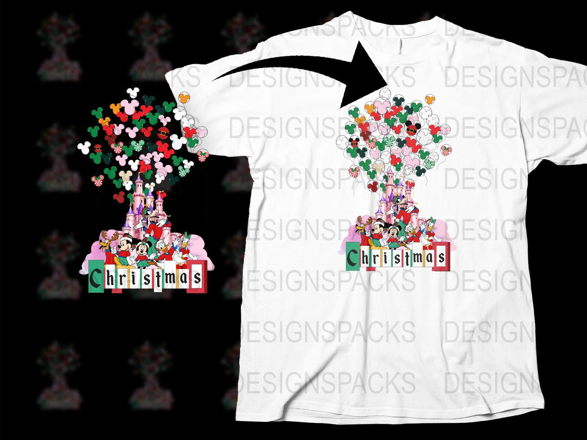 Colorful Christmas Cartoon Characters T-Shirt, Festive Holiday Apparel for All Ages, Unisex Graphic Tee