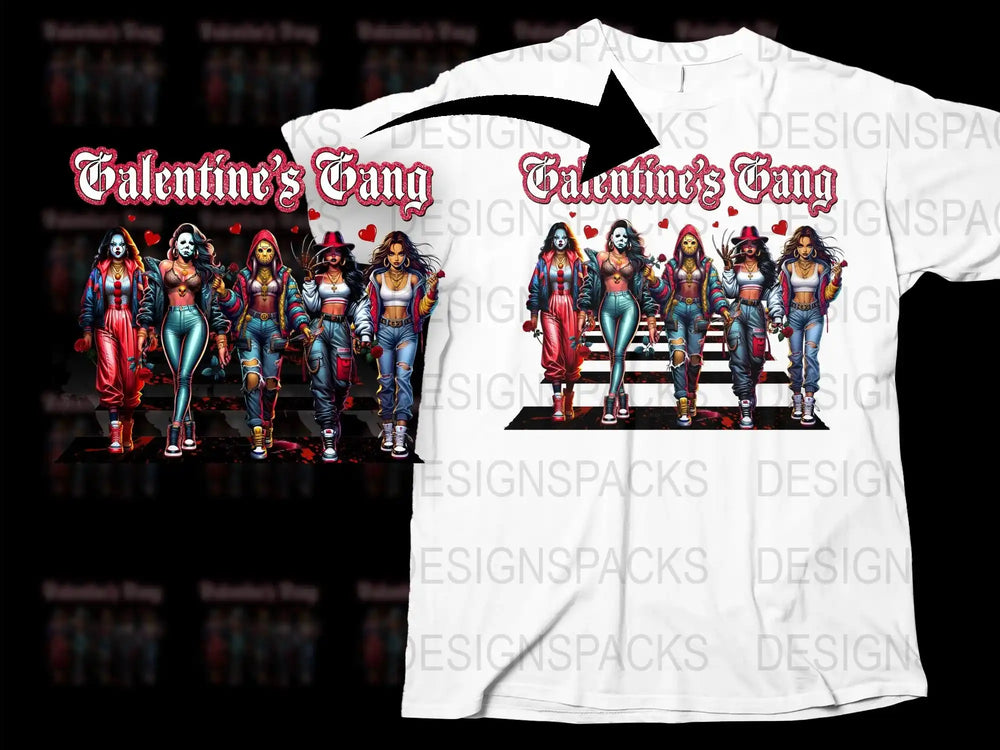 Valentine's Gang T-Shirt, Colorful Urban Style Graphic Tee, Hip Hop Fashion, Unisex Shirt Design