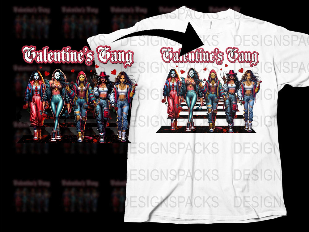 Valentine's Gang T-Shirt, Colorful Urban Style Graphic Tee, Hip Hop Fashion, Unisex Shirt Design
