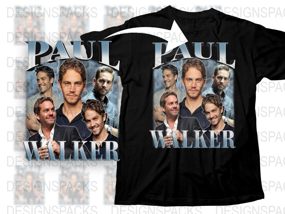 Paul Walker Tribute T-Shirt, Classic Black Tee, Fan Memorabilia, Hollywood Actor Print