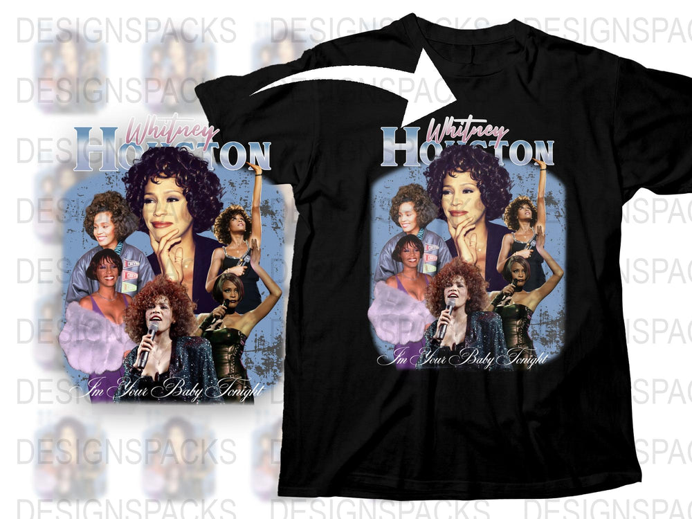 Whitney Houston Tribute T-Shirt, Vintage Style Graphic Tee, Iconic Singer Memorabilia, Music Fan Apparel