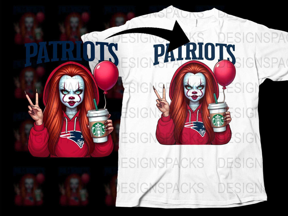 Patriots Horror Clown T-Shirt, Horror Movie Fan Apparel, Scary Clown Graphic Tee, Unique Sports Fan Gift, Unisex Adult Clothing