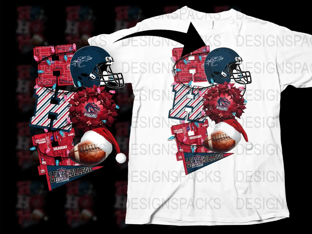 Football T-Shirt Graphic Design Helmet Floral Pattern Touchdown Sports Fan Apparel
