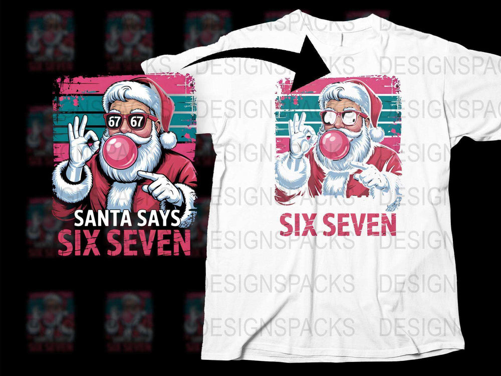 Cool Santa Hipster T-Shirt, Retro Skateboard Santa Claus Design, Urban Christmas Holiday Tee Gift