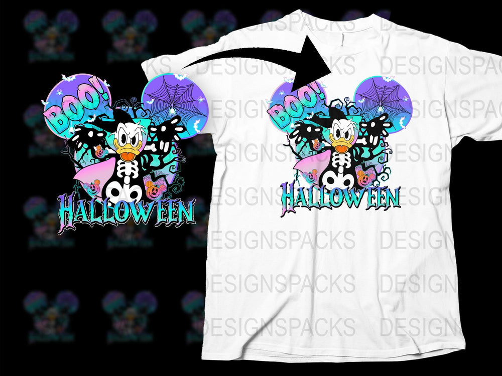 Halloween T-Shirt Cartoon Ghosts Spooky Eyes Fun Kids Adults Costume Tee Party Wear