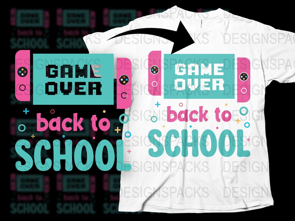 Retro Game Over Back to School T-Shirt, Colorful Graphic Tee for Kids and Teens