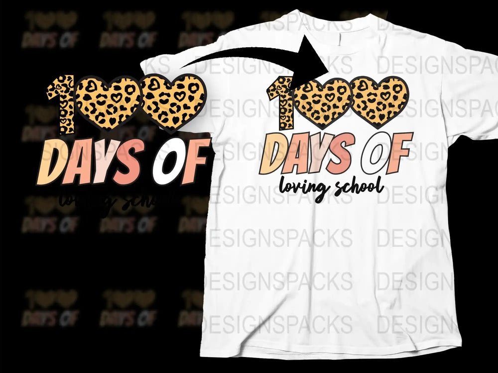 Leopard Print 100 Days of Loving School T-Shirt, Teacher Appreciation Graphic Tee